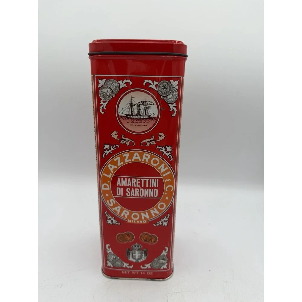 🍪 Lazzaroni Amarettini Di Saronno Collectible Tin – EMPTY Decorative Tin 🍪‎